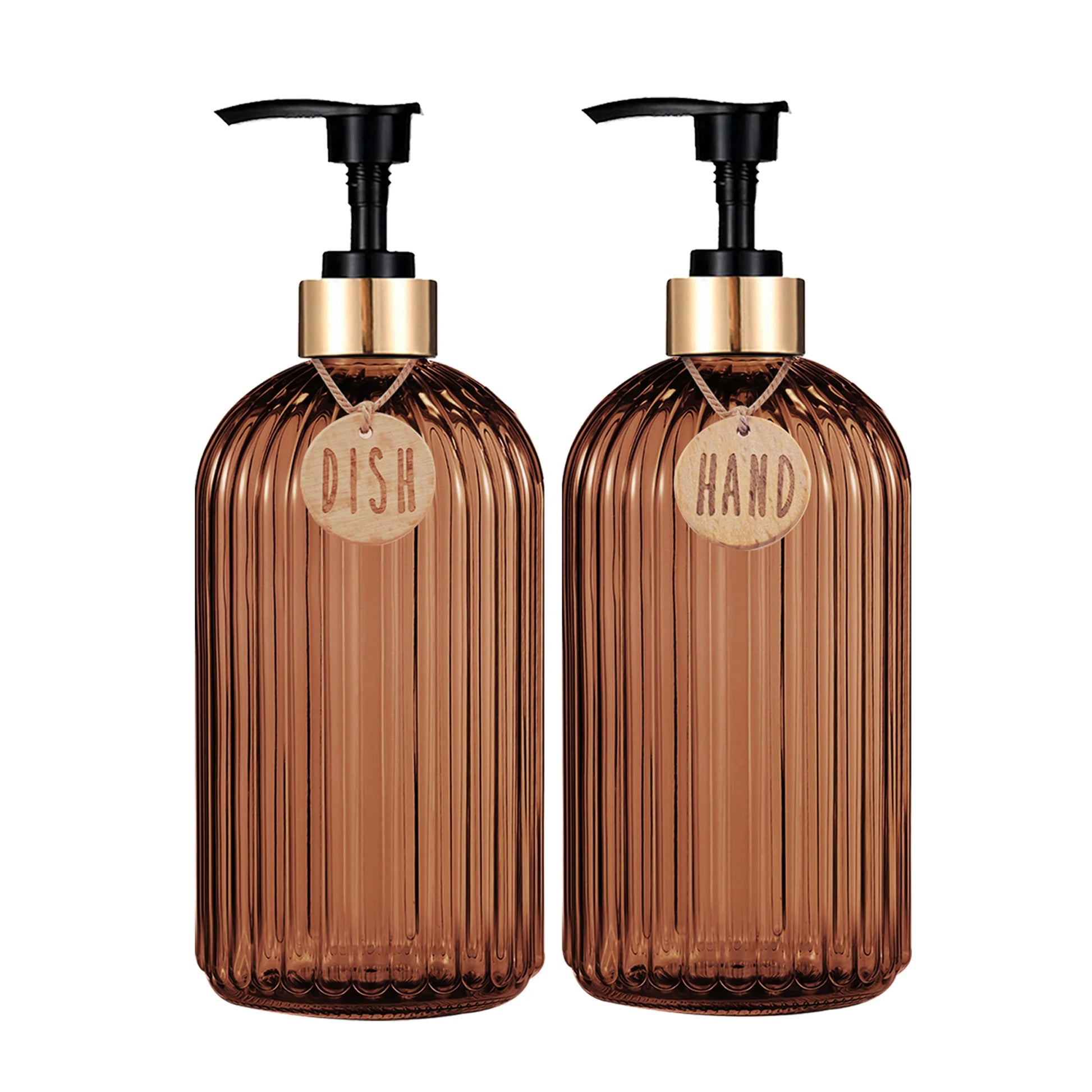 Stylish Amber Dish Soap Dispenser Bottle - Perfect for Your Kitchen & Bathroom Decor