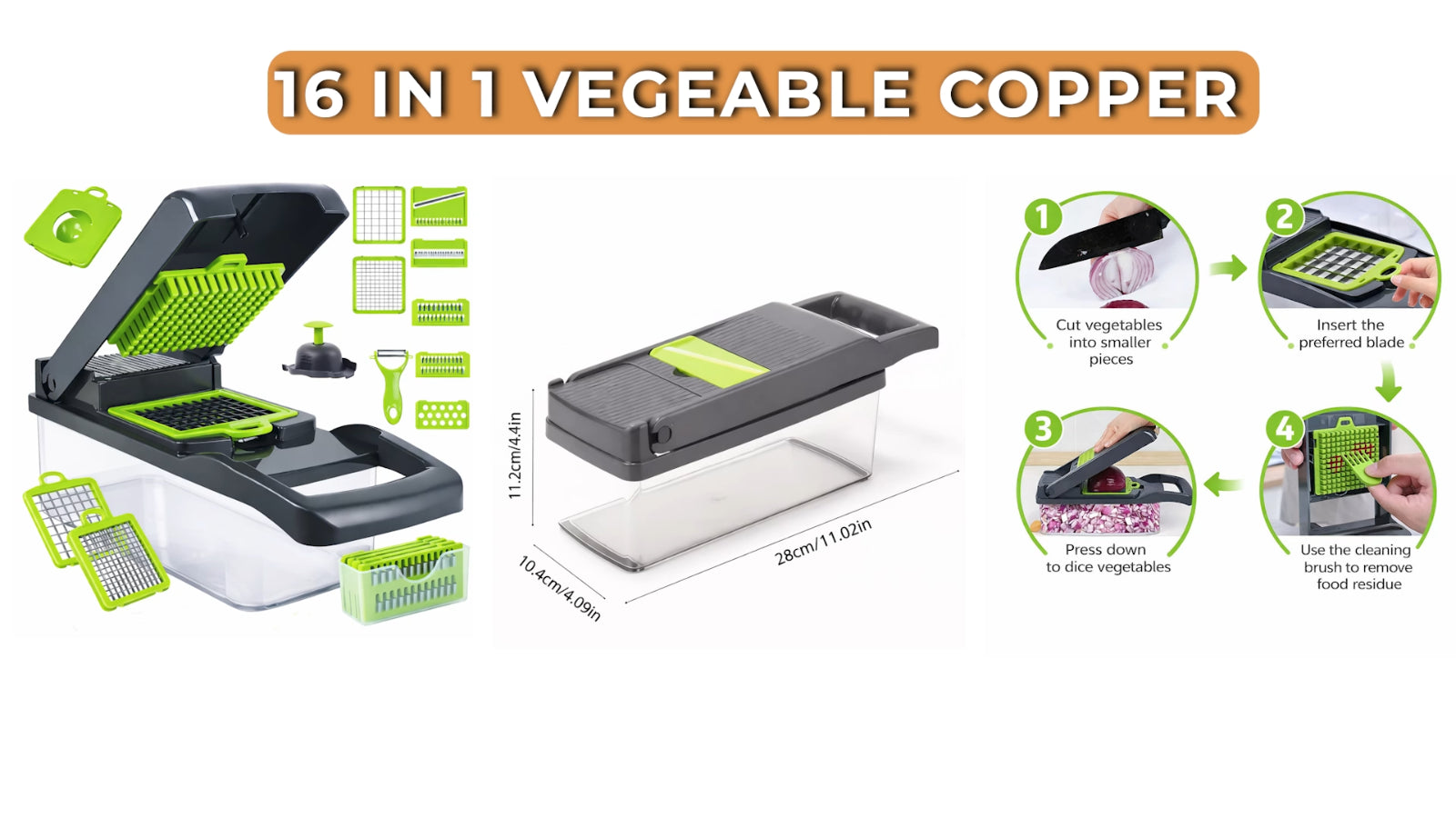16-in-1 Vegetable Chopper & Mandoline Slicer – Effortless Meal Prep in Seconds