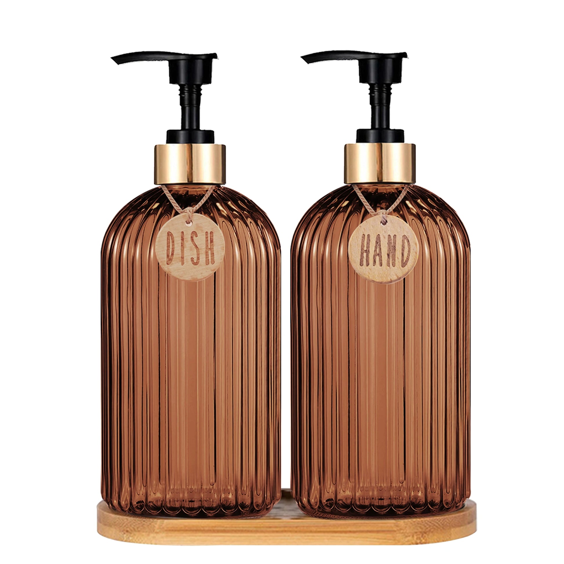 Stylish Amber Dish Soap Dispenser Bottle - Perfect for Your Kitchen & Bathroom Decor