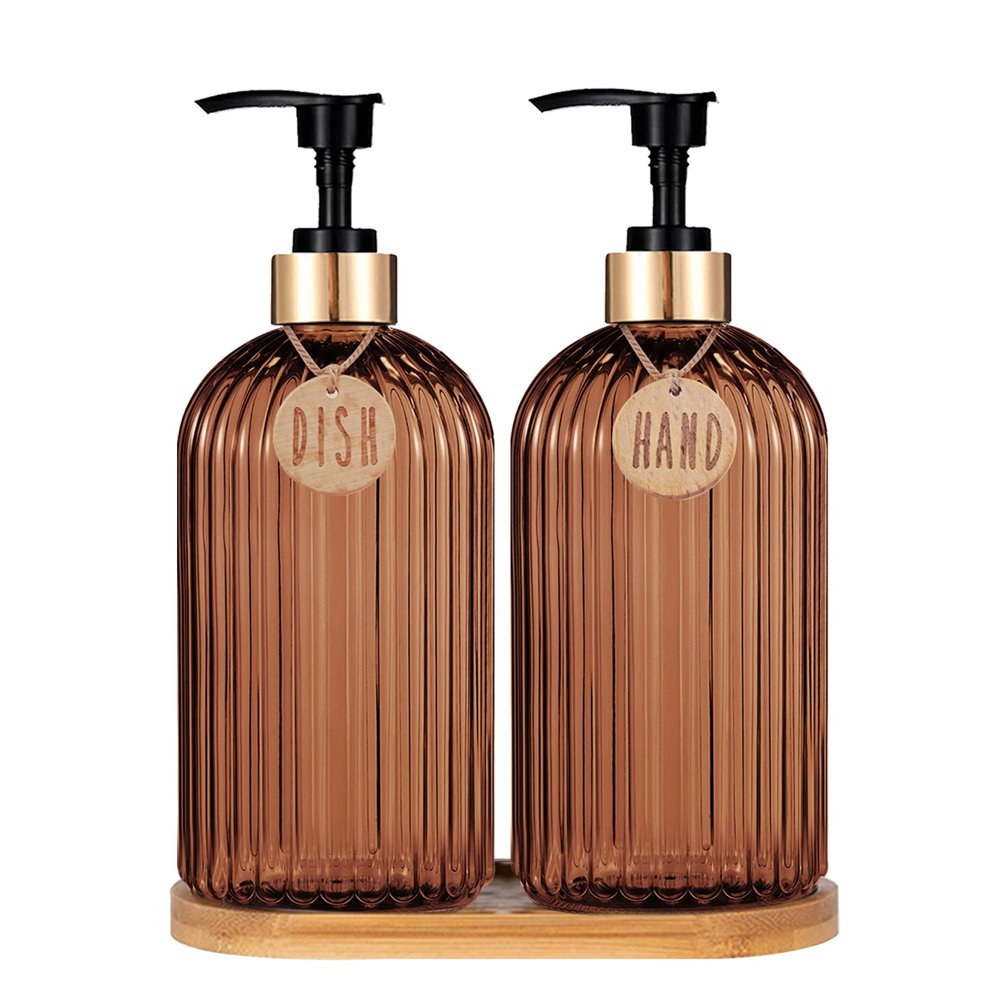 Stylish Amber Dish Soap Dispenser Bottle - Perfect for Your Kitchen & Bathroom Decor