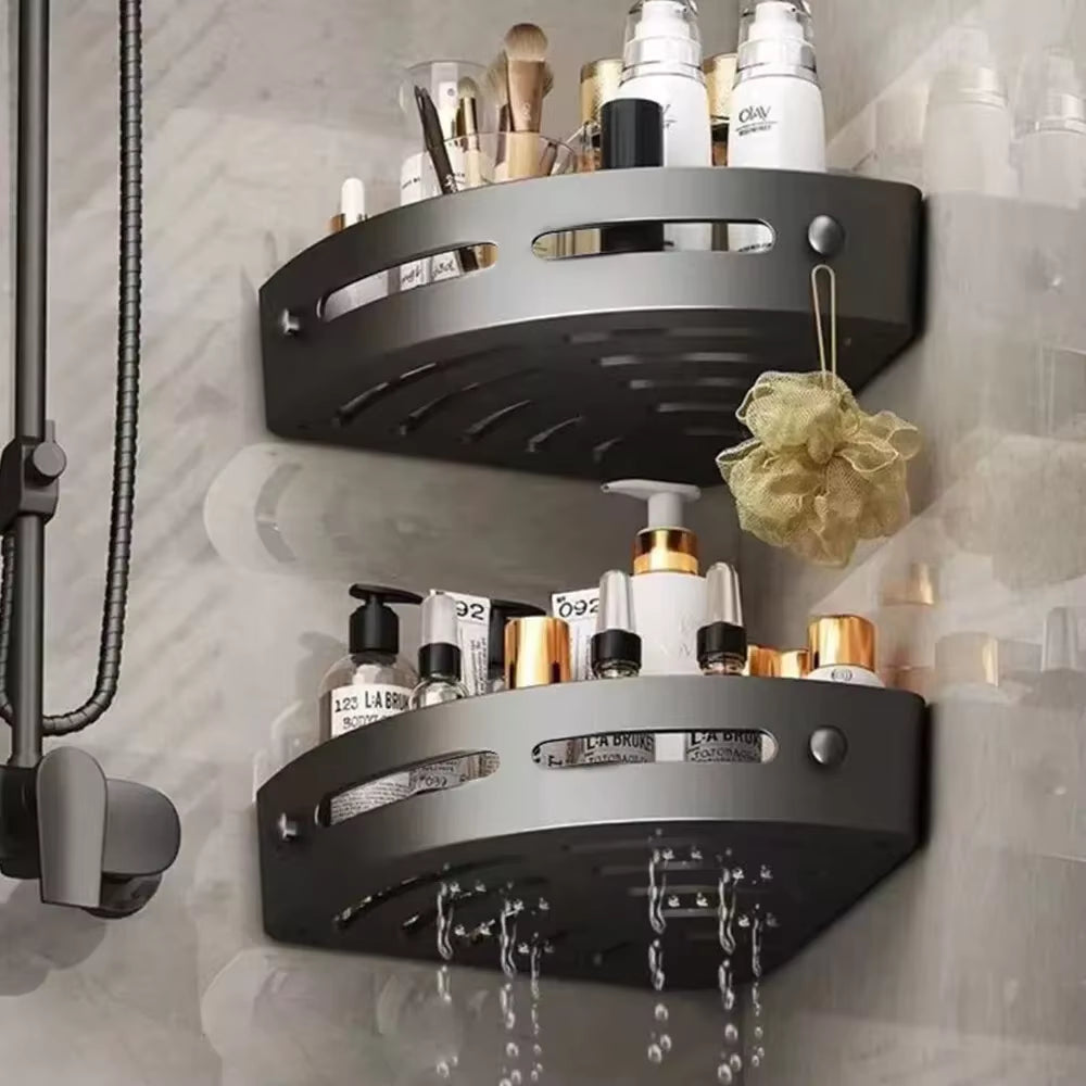 3PCS Organiser Storage Rack Corner Shower Caddy Self Adhesive Bathroom Bath Shelf