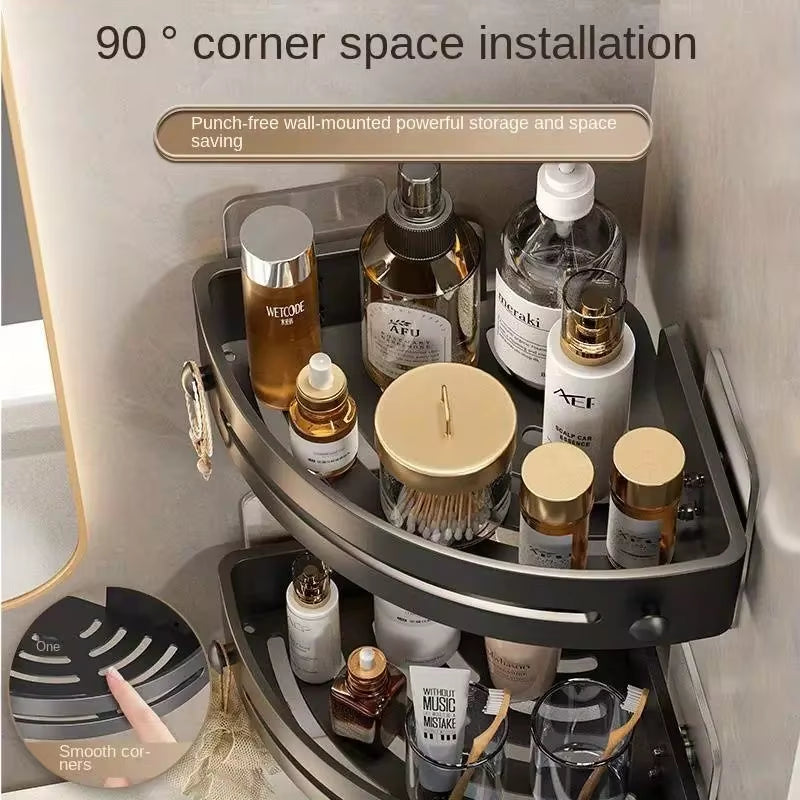 3PCS Organiser Storage Rack Corner Shower Caddy Self Adhesive Bathroom Bath Shelf