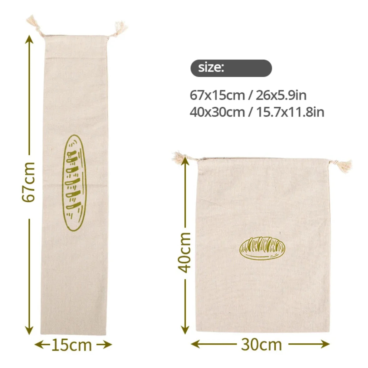 Versatile Linen Bread Bags - Reusable Drawstring Storage for Artisan Breads and More