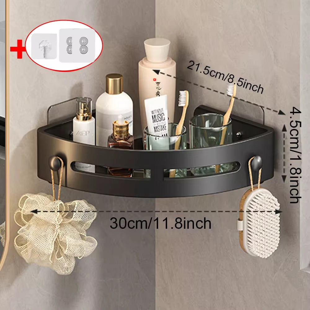 3PCS Organiser Storage Rack Corner Shower Caddy Self Adhesive Bathroom Bath Shelf