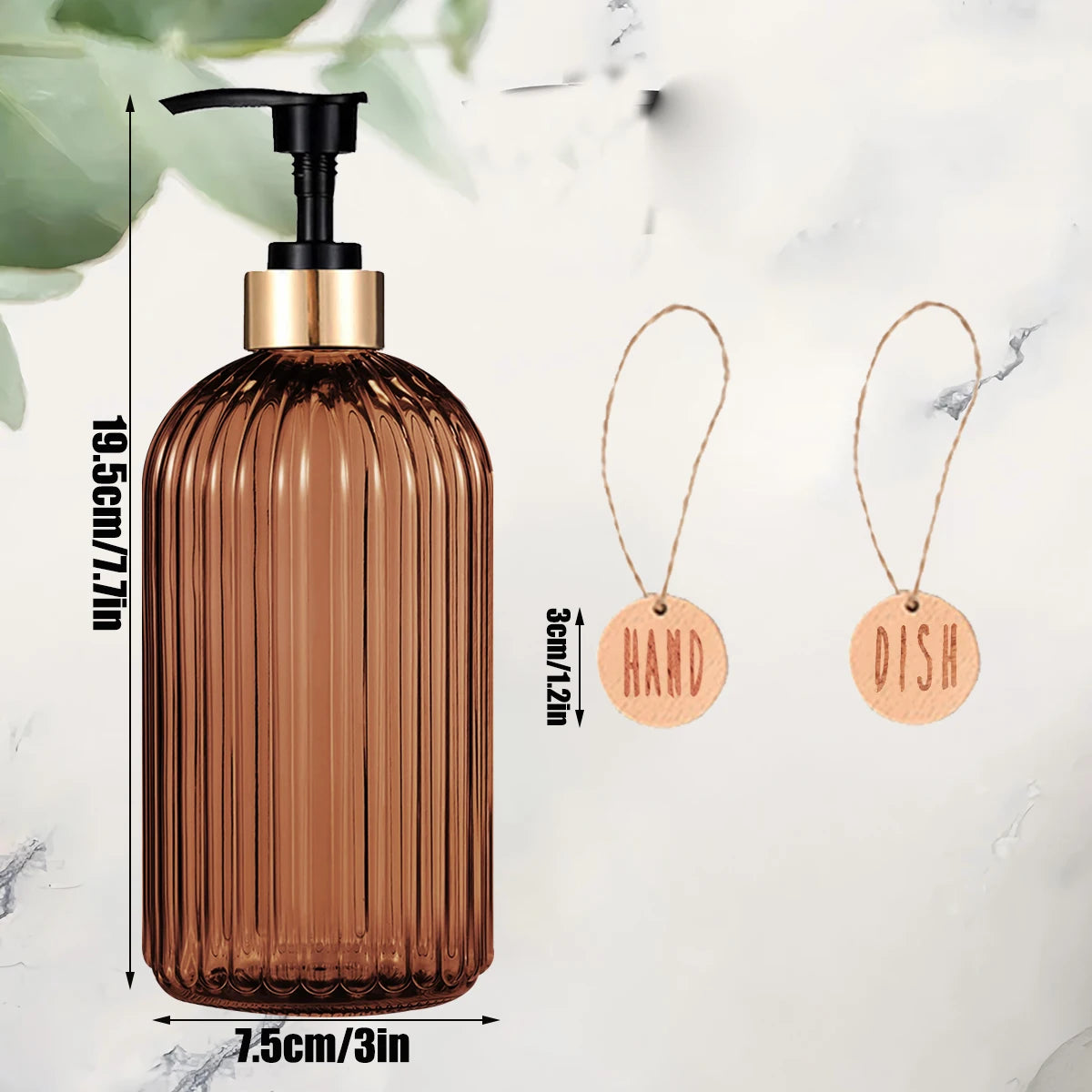Stylish Amber Dish Soap Dispenser Bottle - Perfect for Your Kitchen & Bathroom Decor