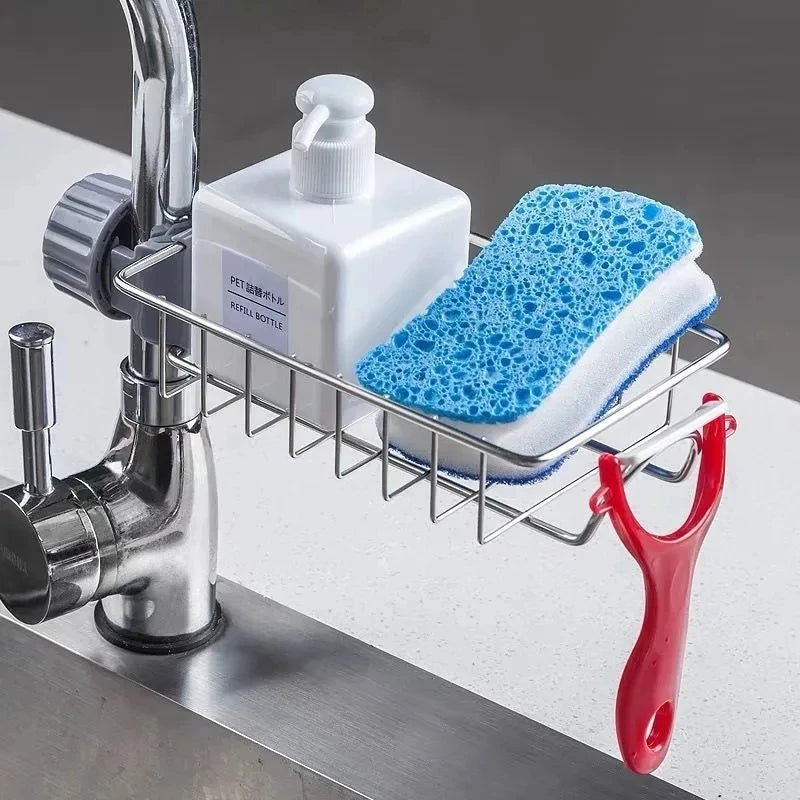 Kitchen Sink Organiser Rack — Faucet  Sponge & Soap Holder | No Drilling | UK