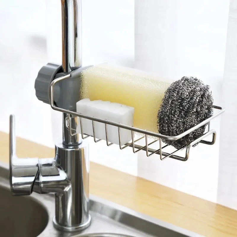 Kitchen Sink Organiser Rack — Faucet  Sponge & Soap Holder | No Drilling | UK