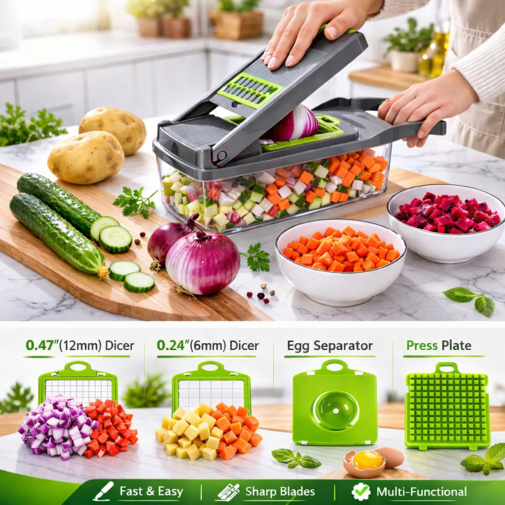 16-in-1 Vegetable Chopper & Mandoline Slicer – Effortless Meal Prep in Seconds