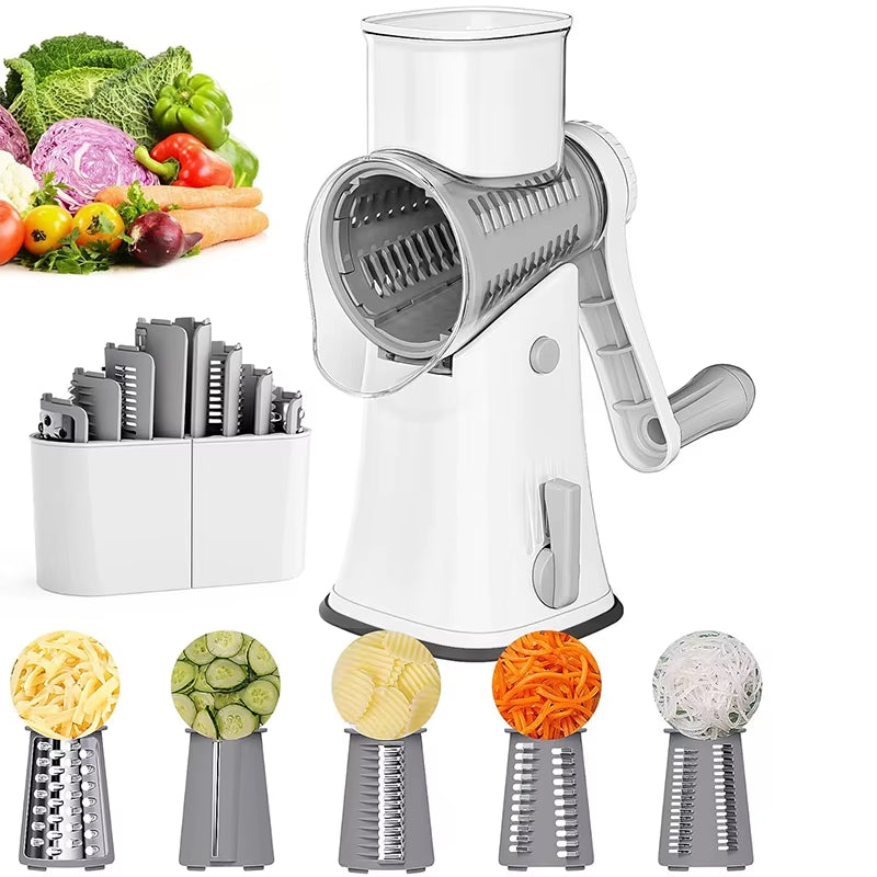 Transform Your Cooking with the 5-in-1 Rotary Cheese Grater: The Ultimate Kitchen Tool for Effortless Slicing, Shredding, and Chopping!
